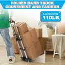 Small Folding Hand Truck Dolly with 2 Wheels, Lightweight Aluminum Foldable Luggage Cart, Collapsible Cart Portable Dolly for Airport Travel Moving Use, 