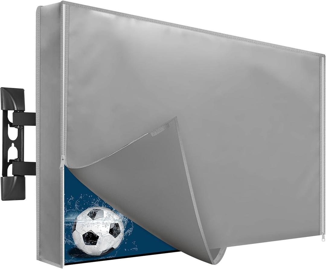 Outdoor TV Cover 48 to 50 Inch, Weatherproof Waterproof Outside TVs Covers Heavy Duty 600D Oxford Covers Outdoor Screen Protectors Shield with Zippers for Flat Screen (Grey)