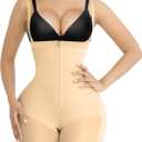 SHAPELLX Fajas Colombianas Shapewear for Women Tummy Control Plus Size Postpartum Body Shaper Butt Lifting Bodysuit (Large, A3-desert Sand)