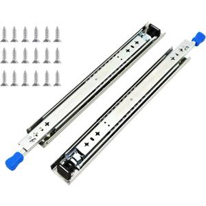1 Pair 36 Inch 260 Lb Capacity Heavy Duty Locking Drawer Slides with Screws,Side Mount Full Extension 3 Fold Ball Bearing Stainless Steel Drawer Rails,Hardware Drawer Runners Tracks