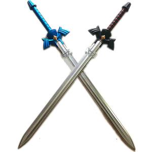 Damdos Halloween Prop PU Foam Cosplay Sword - Sky Sword, Kirito Kirigaya Shield, Link Breath of The Wild Bow Arrow, Crossbow - Birthday Gifts (Black+blue=2pcs)