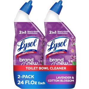 Lysol Toilet Bowl Cleaner Gel, For Cleaning and Disinfecting, Septic Safe Toilet Bowl Cleaner, Lavender & Cotton Blossom Scent, 24 oz, (Pack of 2)