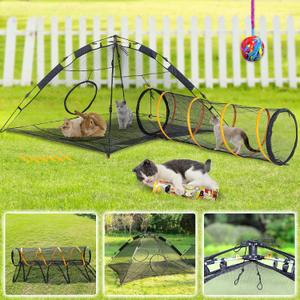 3-in-1 Cat Tent Set for Indoor and Outdoor Cat Enclosures(Pop Up Cat Tent and Tunnel) Cat Playpen X-Large Portable Cat Tunnel Play Tents for Cats Dogs and Small Animals