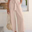 Caracilia Womens Wide Leg Palazzo Pants Cropped High Waisted 2026 Summer Casual Loose Lounge Flowy Travel Work Trousers M