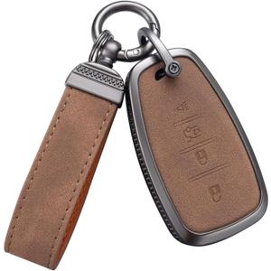 YO&YOYE Compatible with Chevy Key Fob Cover with Keychain Leather Key Case Protector for Chevrolet Equinox Malibu Cruze Camaro Tahoe Silverado Traverse Blazer Sonic (Brown, 4 buttons)