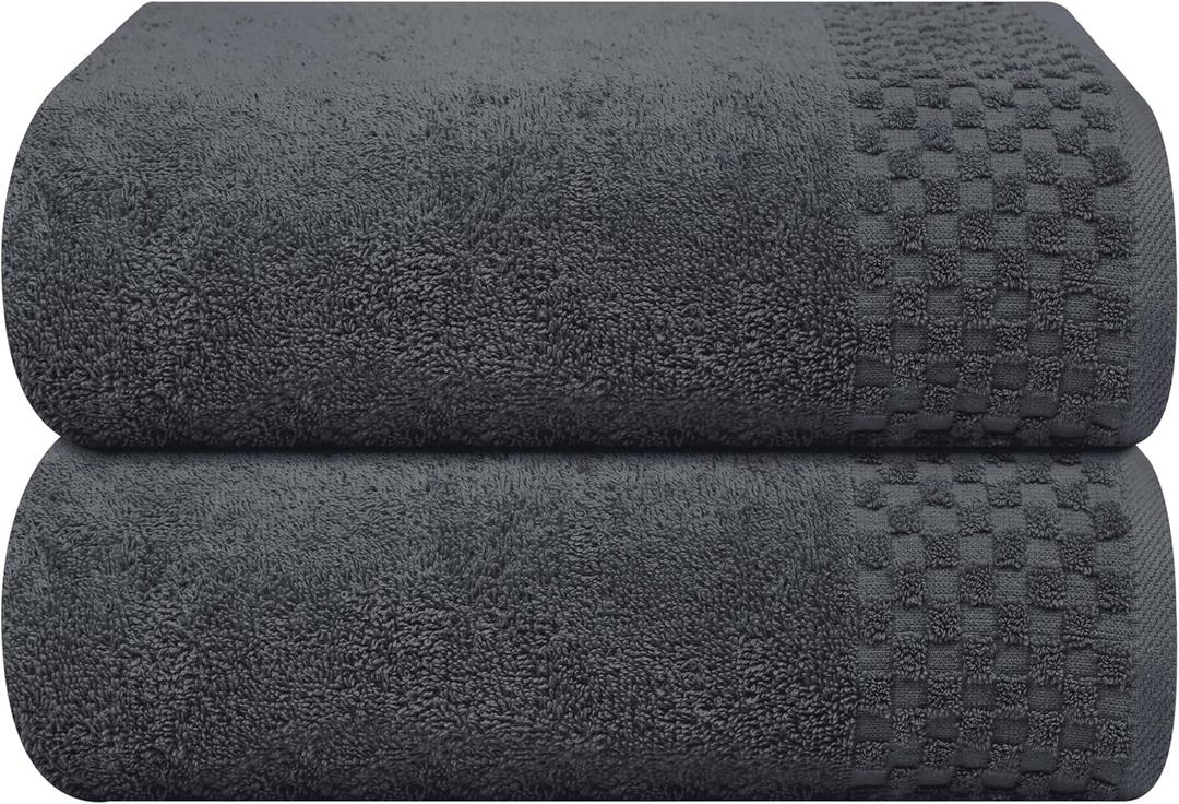 MyOwn Ultra Soft 2 Pack Oversized Bath Towel Set 28x55, Cotton Large Bath Towels, Highly Absorbant Compact Quickdry & Lightweight Towel, Ideal for Gym Travel Camp Pool - Charcoal Grey