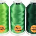 New brothreads - 40 Options- Various Assorted Color Packs of Polyester Embroidery Machine Thread Huge Spool 5000M for All Embroidery Machines -Different Greens