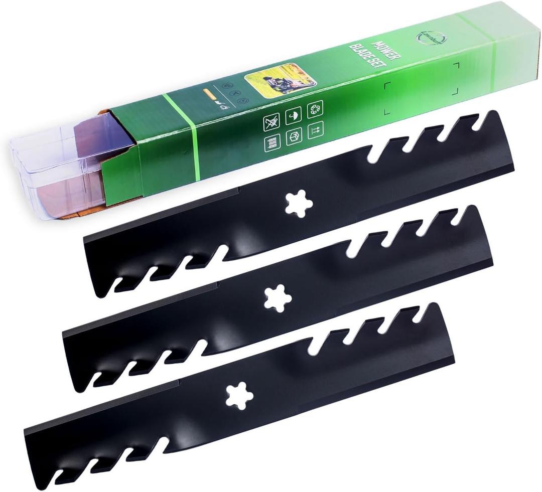 46 Inch Toothed Mower Blades, Replaces 157033, 159705, 176084, 532176084, Compatible with Hus qvarna YTH 1746, YTH 2046 46 Inch Deck (3PCS)