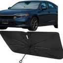 Proadsy Windshield Sun Shade Umbrella for Honda Accord 2023-2025 2026 Foldable Car Umbrella Sunshade with Soft TPU Handle Spring Structure Crystal Cooling Material Protect Car from Rays & Heat