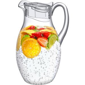 Amazing Abby - Bubbly Grand - Plastic Pitcher (96 oz, 3 Quart), Clear Water Pitcher with Lid, Fridge Jug, BPA-Free, Shatter-Proof, Great for Iced Tea, Sangria, Lemonade, Juice, Milk, and More