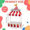WEBEEDY 2 Pcs Carnival Cupcake Stand Dessert Table Display Set Red White Stripes Popcorn Stall Table Centerpieces Cake Holder for Birthday Christmas Thanksgiving Wedding Party Celebration Decor Supplies