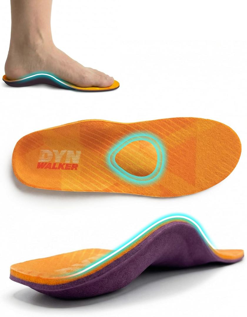 DynWalker Arch Support Insoles - Orthotic Inserts for Plantar Fasciitis, Flat Feet, Heel & Foot Pain Relief - Cushioned & Stabilizing for Running, Work, All-Day Wear (Men & Women) M