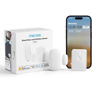 meross Smart WiFi Door & Window Sensor Kit, Support Apple HomeKit, Alexa, Google, SmartThings for Burglar Alert, 328ft Range, Home Automation, Security & Kid Safety, 2.4GHz WiFi, Meross Hub Included