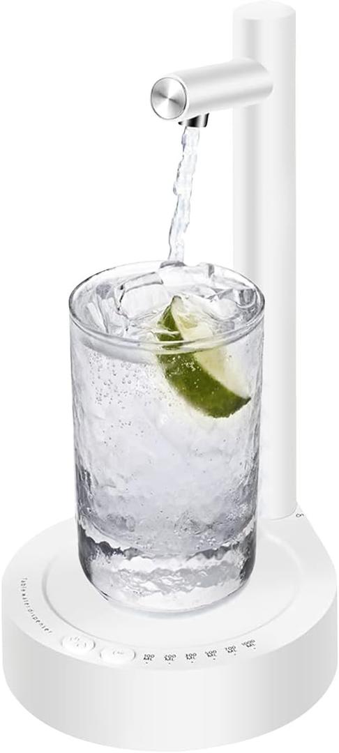 Desktop Water Dispenser for 5 Gallon Bottle, PLUZZ Portable Small Electric Water Pump for 5 Gallon Jug for Home, Office, Camping, Outdoor, Easy & Useful White Rechargeable Countertop Water Pump