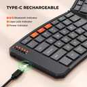 Doci Foldable Bluetooth Keyboard, Split Ergonomic Portable Keyboard for Business Travel, Ultra-Thin Folding Rechargeable Wireless Keyboards Compact for Android iOS Windows Mac Tablet PC Smartphone