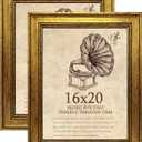 TKYGU 16x20 Picture Frame with Real Glass set of 2-Vintage Frames - Antique Style Frames for Wall - Ornate Frame for Rustic Gold Office or Home Decor Display Family Friends Wedding Gift