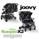 Joovy Kooper X2 Double Stroller, Lightweight Travel Stroller, Compact Fold with Tray, Black