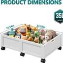 Under Bed Storage with Wheels, 2 Pack Bamboo Containers for Toy & Clothes