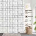 White Brick Wall Decor Shower Curtain Set,White Endless Rectangular Brick Wall Polyester Shower Curtain for Shower Stall Bathroom Waterproof with 12 Hooks 72x72 Inch