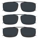 Eyekepper 3-pack Polarized Clip on Sunglasses With Spring Draw Bar Grey/Brown/Green Lens 54 * 34MM