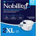 2XL Adult Diapers for Women and Men - 12 Bariatric Disposable Briefs with Tabs and Stretchable Side Panels - Breathable with Maximum Absorbency