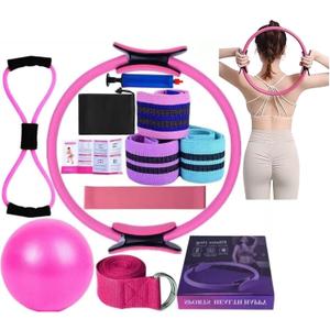 Pilates Essentials Kit for Women, Yoga Sets at Home for Women, Pilates Rings Booty Bands, Hip Exercise Band Yoga Ball 25cm Figure 8 Resistance Band for Stretching