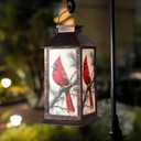 Homemory Hanging Solar Lanterns Outdoor Waterproof, Solar Cardinal Lights with LED Flickering Flameless Candles, Gifts for Women Mom, Outside Lantern Decoration Garden Yard Patio Lawn Porches Park