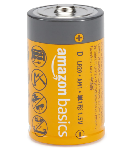 Amazon Basics 20-Pack D Cell Alkaline All-Purpose Batteries, 1.5 Volt, 5-Year Shelf Life, Long-Lasting Power, Leakproof Design