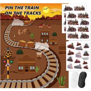 Train Party Games Supplies, Pin The Choo Choo on The Track Funny Game for Chugga Chugga Two Two Train Birthday Party Decorations Supplies