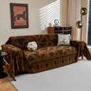 MYSKY HOME Boho Couch Cover Sofa Covers, Couch Covers for 2-3 Cushion Couch Sofa, Chenille L Shape Sectional Couch Cover- Pet-Friendly, Machine Washable, Sofa Protector for Kid, 71"x118", Coffee (10# Coffee Pattern)