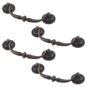 MY MIRONEY 4 Pack 4.09" Cabinet Pulls - Antique Bronze Drop Swing Handles - Zinc Alloy Rustproof Drawer Pulls for Kitchen, Dresser, Cupboard