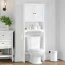 Spirich Over The Toilet Storage Cabinet, Bathroom Shelf Over Toilet, Bathroom Storage Cabinet Organizer, White, 24.8" X 9" X 66"
