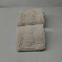 Non Slip Thick Shaggy Chenille Bathroom Rug Mat Set Extra Soft and Absorbent Striped Floor Rugs, 2 Piece, Machine-Washable (Cream)