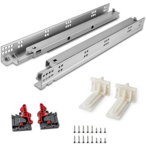 21 Inch Undermount Drawer Slides Soft Close 1 Pair, Bottom Mount Drawer Sliders Heavy Duty Track Under Mounted, Full Extension Cabinet Drawer Glides Brackets Locking Device Kitchen Dresser