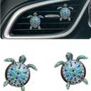 Sea Turtles Car Decor, Cute Beach Themed Air Freshener Vent Clips,2pcs Glamorous Blue Turtle Coastal Car Accessories Interior Decoration for Women, Refillable Outlet Diffuser