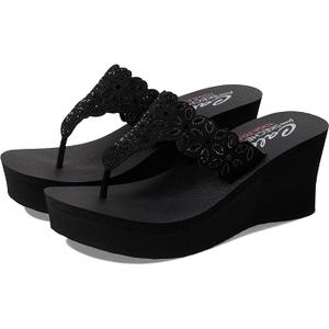 Skechers Women's Padma Flip-Flop, Black/Black, 9