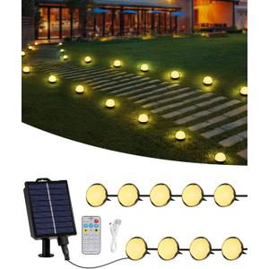 Solar Ground Lights Outdoor, 30 LED 40Ft Pathway Lights with Remote,Solar Garden Light Landscape Lighting for Patio Pathway Lawn Yard Deck Driveway Walkway Driveway Light (Warm White)