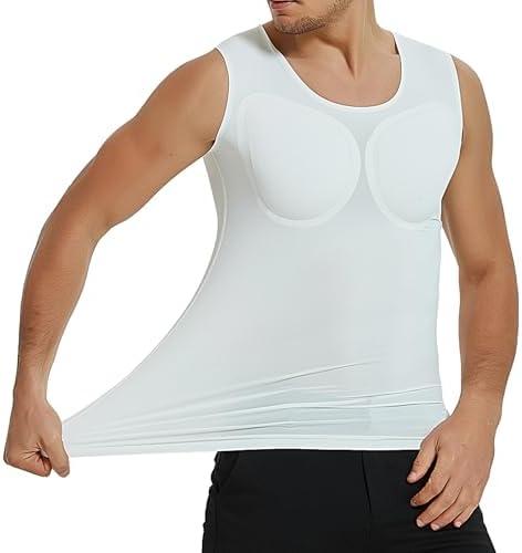 TXULYDD Men's Fake Muscle T-Shirts, 18mm Thick Padded Muscle Underwear, Increases Your Delts, Biceps, Pecs, Abs, Lats, Medium
