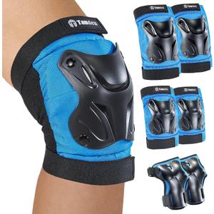 Tanden Skating Protective Gear Knee and Elbow Pads Wrist Guards for Roller Skating Skateboarding, Skate Pads Adult Knee Pads (Youth (9-15 years), Blue)