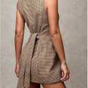 SOLY HUX Women's Plaid Button Down Dress Crew Neck Sleeveless Tie Back Work Office Mini Dresses (M)