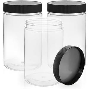 Vumdua 27 Ounce Plastic Jars with Lids, 6 Pack Food Storage Containers Airtight, Clear Containers for Organizing