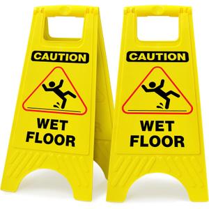 Caution Wet Floor Sign, 24 Inch Folding A Frame Double Sided, 2 Pack