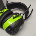 2025 AM/FM Radio Ear Protection Headphones with Backlit Digital Display, 120H Working Time, Rechargeable Hearing Protector, 30dB Noise Reduction Safety Earmuffs for Mowing, Construction, Work, Green