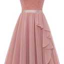 Wedtrend Women's Bridesmaid Dresses Short Prom Dress Ruffle Semi Formal Cocktail Dresses Floral Homecoming Dress L,Blush