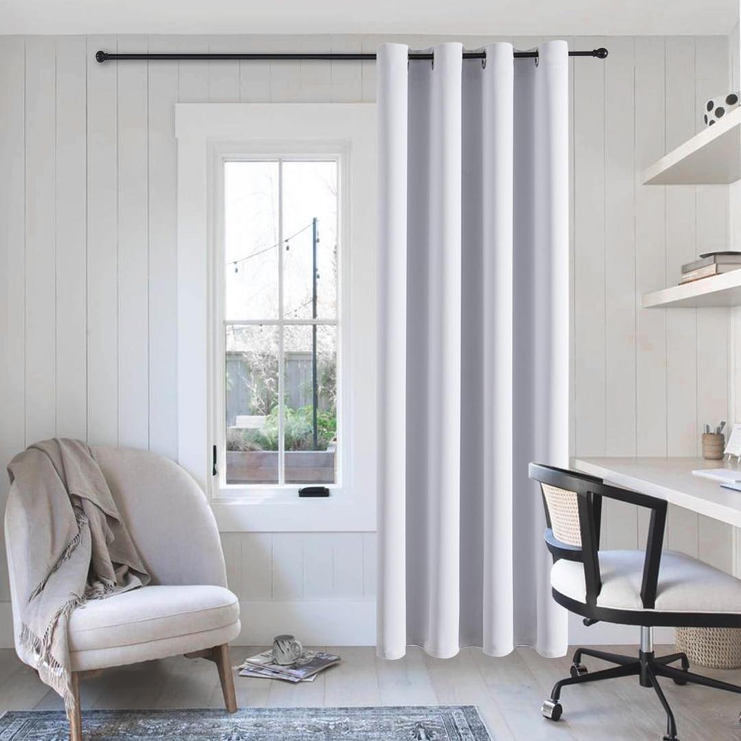 ChrisDowa Blackout Curtains 108 Inches Long for Living Room, Grommet Thermal Insulated Room Darkening Curtains for Bedroom (1 Panel Set, Greyish White, 52W x 108L)