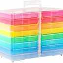 novelinks Transparent 4" x 6" Photo Cases and Clear Craft Keeper with Handle, 16 Inner Photo Organizers & Photo Storage Box, Plastic Photo Storage Containers (Multi-colored)