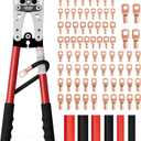 LOKYAN Battery Cable Lug Crimping Tool Kit for AWG 10-1/0, Electrical Lug Crimper with 78pcs Wire Lugs and 110pcs Heat Shrink Tubing, Heavy Duty Wire Crimper