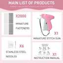 Stitch Gun for Clothes Handheld Stitch Gun Quick Clothing FixerSewing Kit Includes 1,000 Black Fasteners & 1,000 White Fasteners & 6 Needles (Pink)