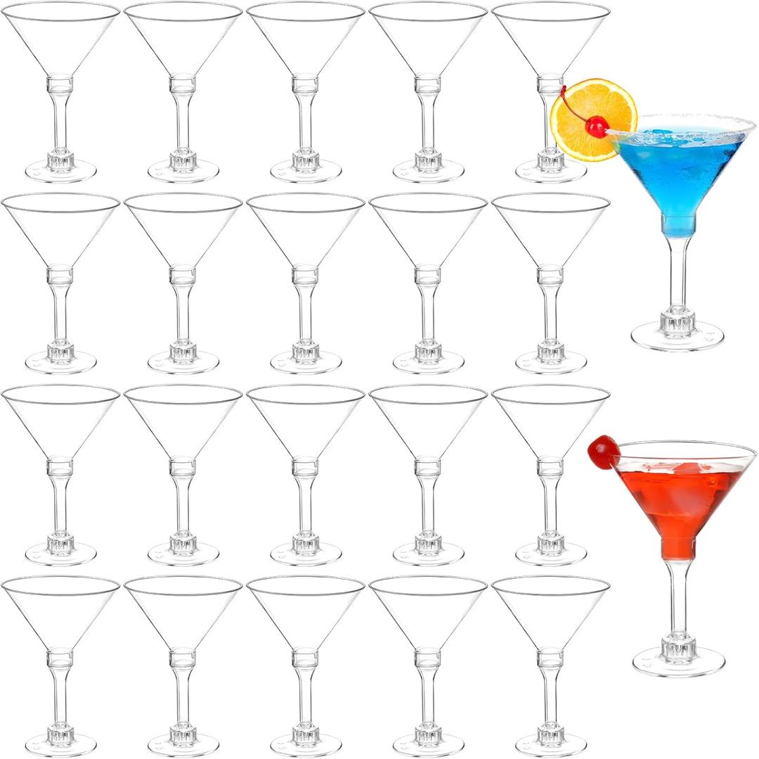 Qeirudu 40 Pack Plastic Martini Glasses, 5 oz Disposable Cocktail Glasses for Mother's Day, Wedding, Birthday