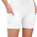 AHLW Workout Biker Shorts for Women with Pockets - High Waisted Stretchy Buttery Soft Athletic Running Yoga Shorts 5 inches (Medium)
